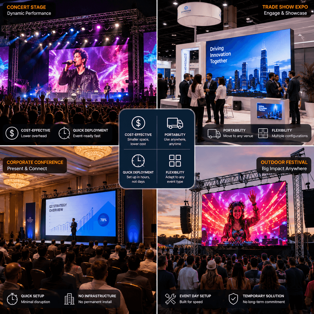 Rental LED displays for diverse events