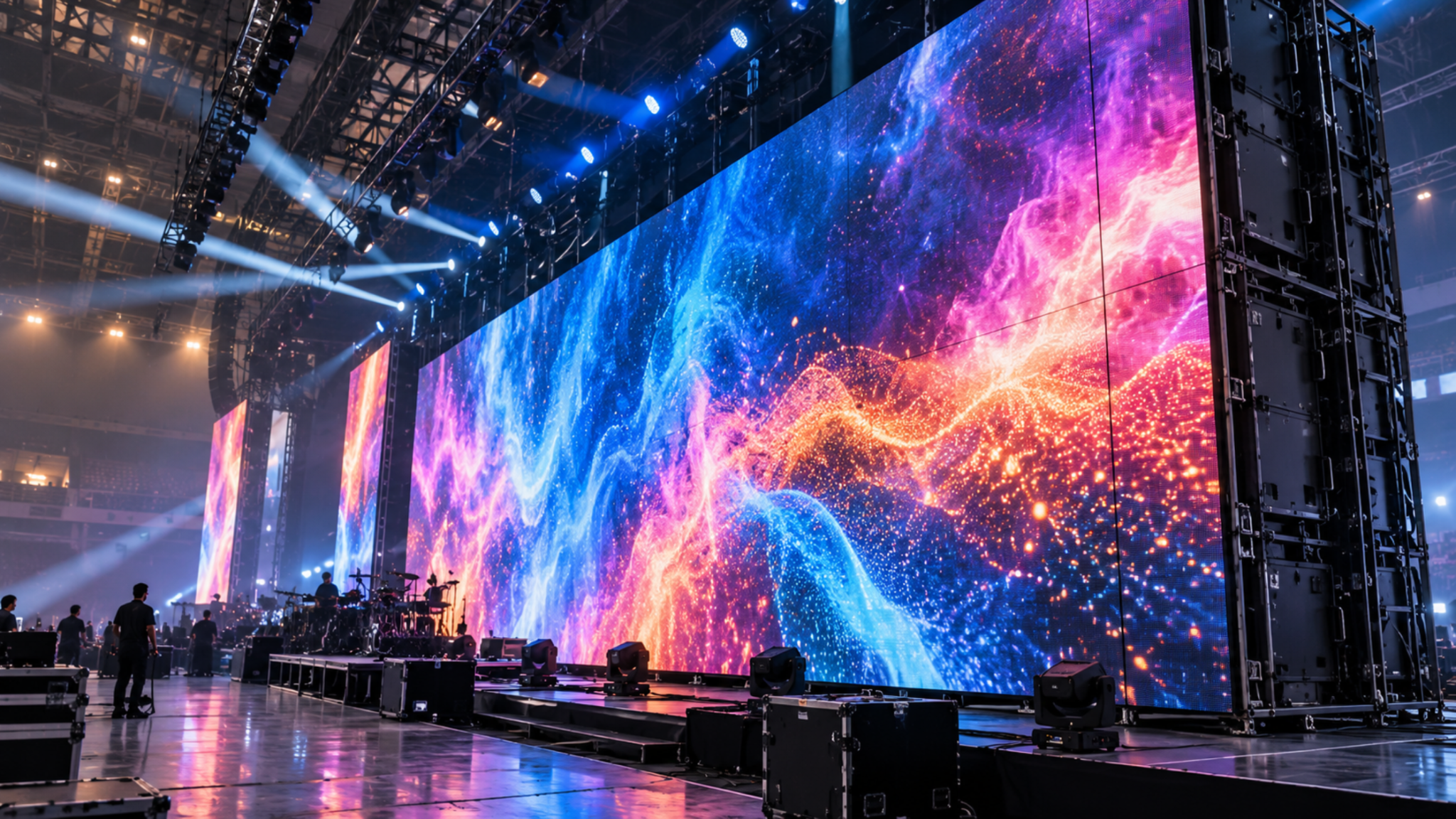 Large modular LED screen on concert stage